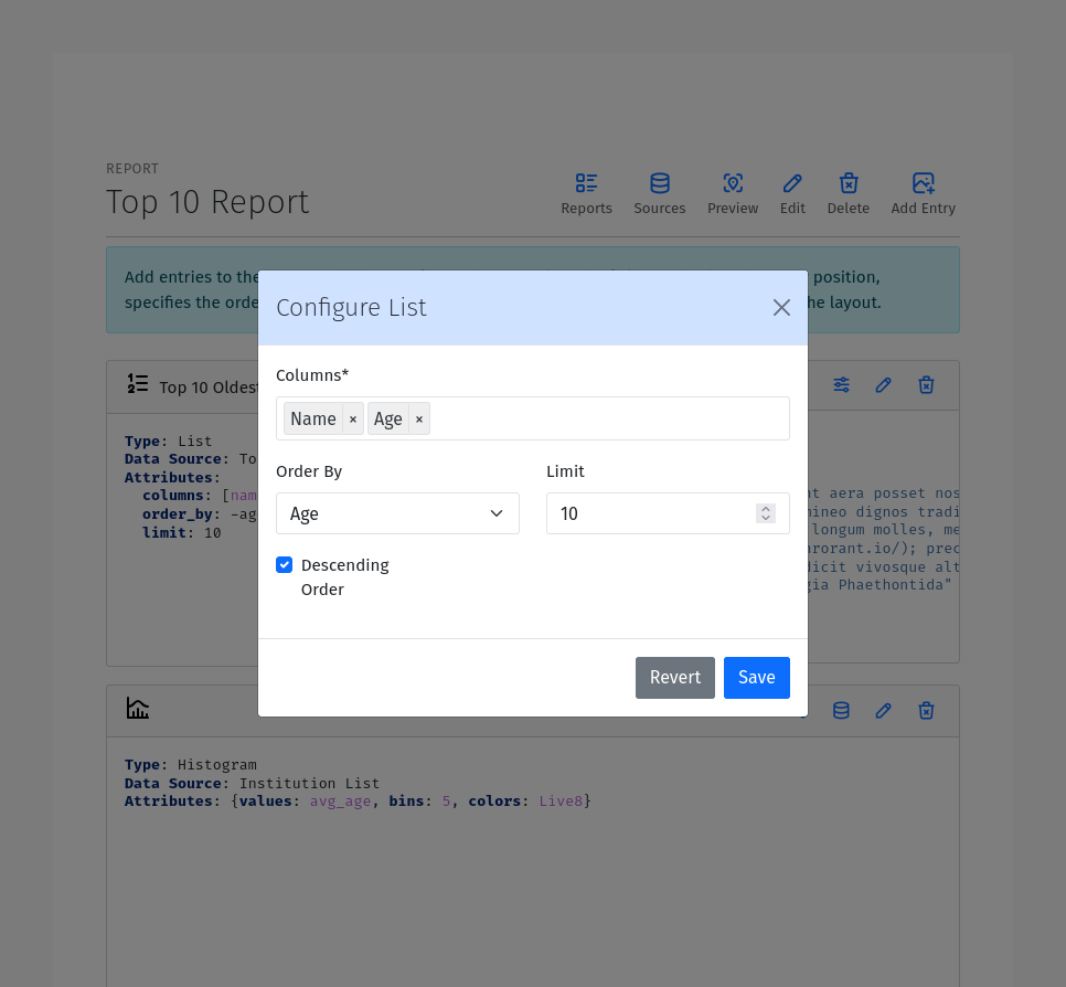 List Configuration